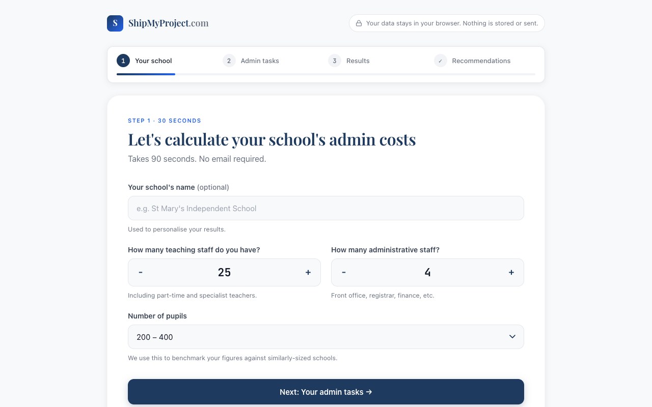 Admin Cost Calculator preview