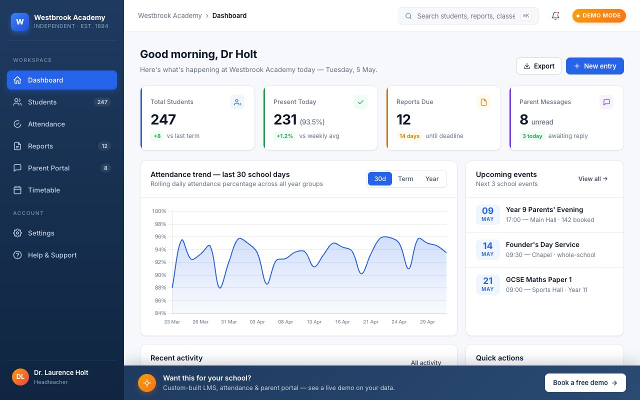 School Dashboard preview